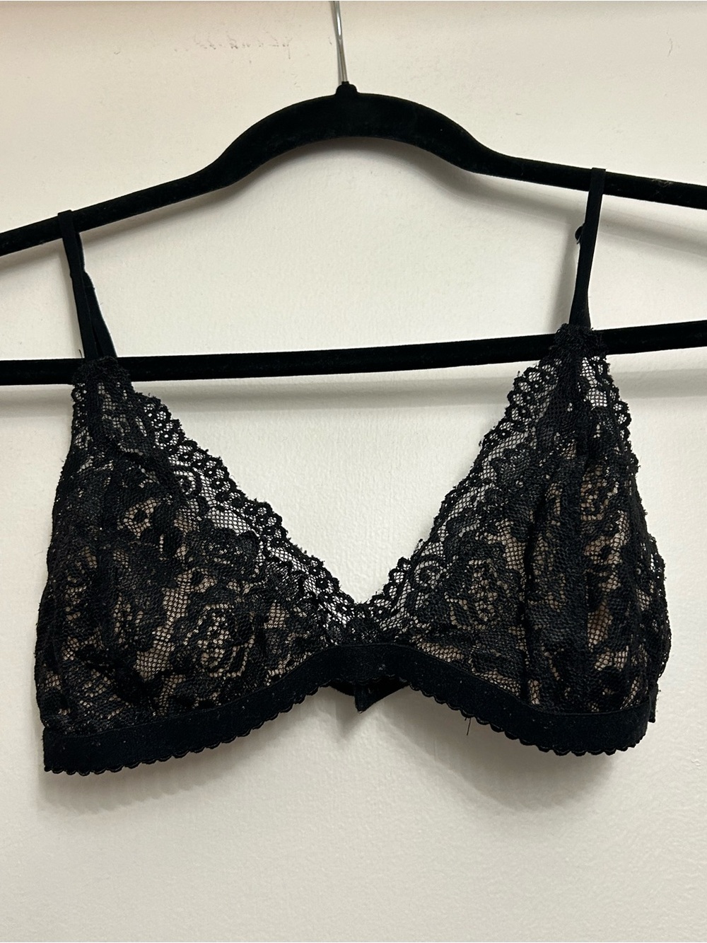 Talula Black Lace Bralette - Nude Lining
